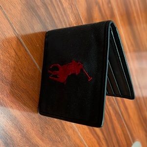 Men's Black Wallet With Big Pony Embroidery Credit Cards Slots